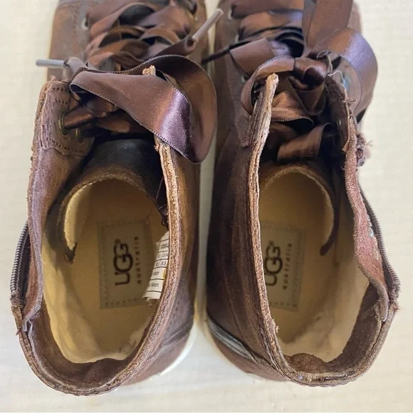 UGG Blaney Crystals Brown Leather Ankle Booties Fashion Sneakers Size 7.5 Comfy - Picture 11 of 15